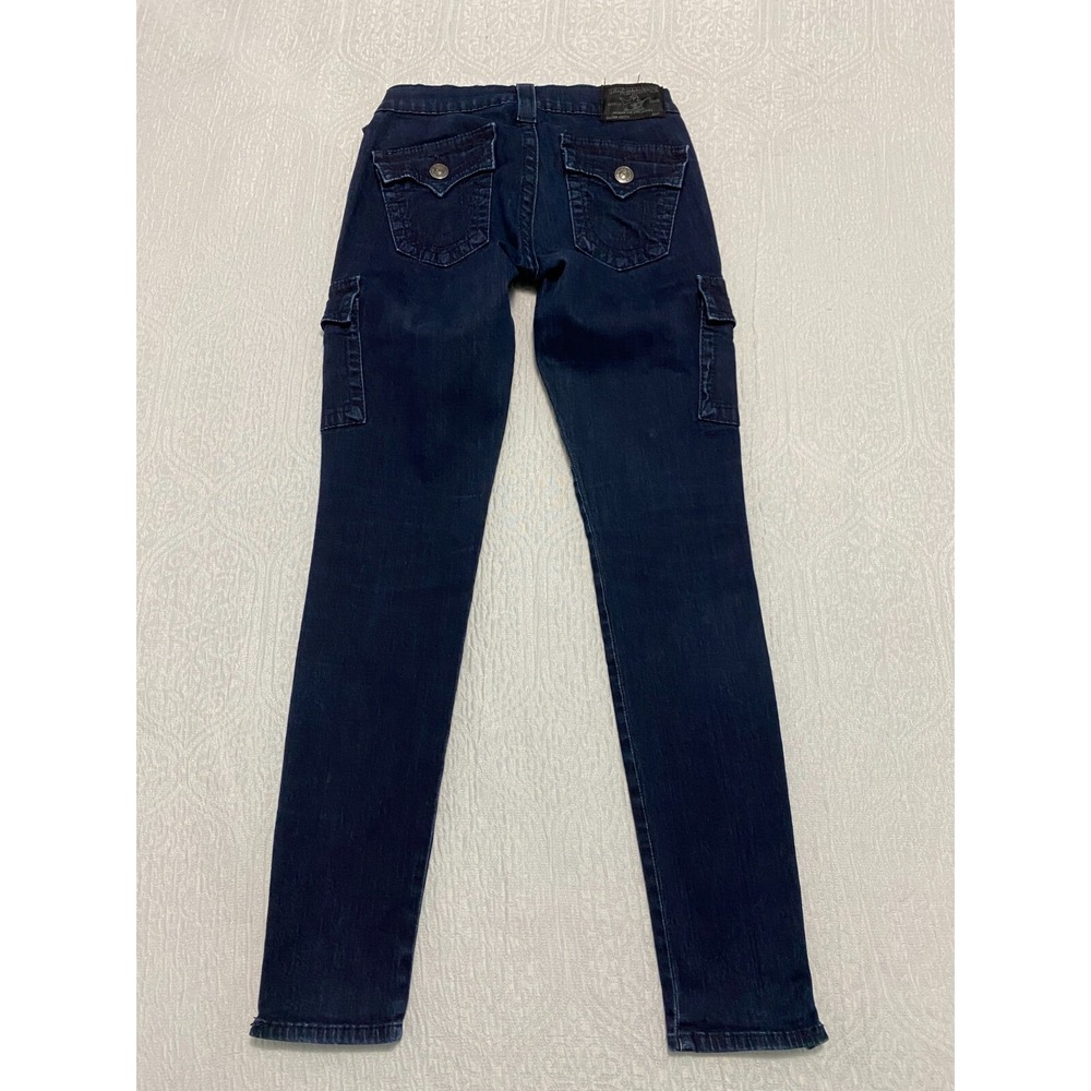 True Religion Krista Skinny Jeans 25 Blue Cargo Ankle Zip Made in USA
